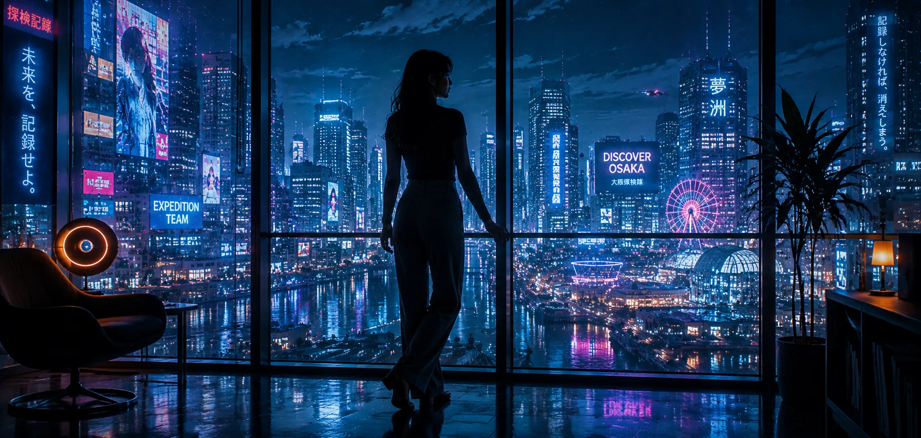 大阪の夜景と大屋根リングを望むイメージ