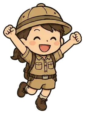 大阪探検隊のキャラクター（両手を挙げて喜ぶポーズ）